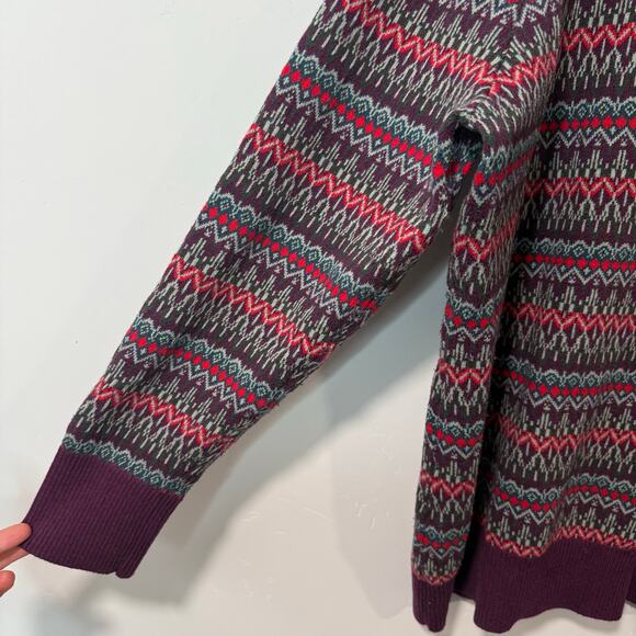 L.L.Bean Women's Turtleneck Sweater Fair Isle Purple Green Red 2X Plus - Picture 3 of 8